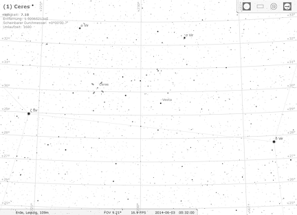 Aufsuchkarte mit Stellarium erstellt