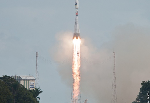 Sojus Start in Kourou mit 2 Galileo Satelliten.