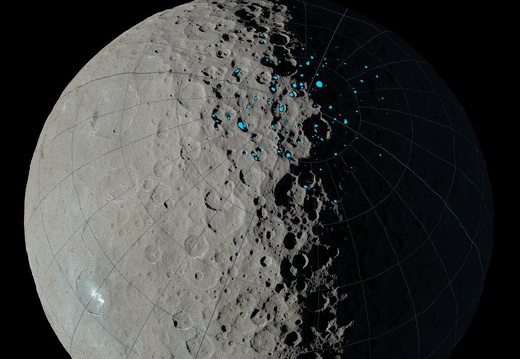 Krater im Schatten auf Ceres