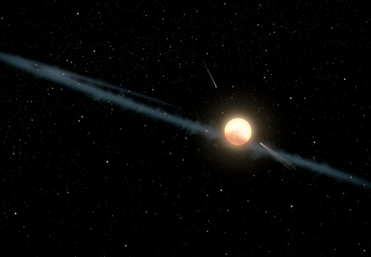 k&#252;nstlerische Darstellung von dem Staub um KIC 8462852,
