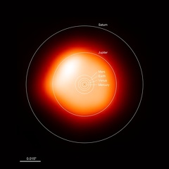 Der Größenvergleich Beteigeuze mit unserem Sonnensystem&nbsp; 
