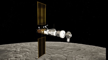 Lunar Gateway über der Mondoberfläche