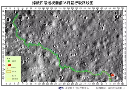 Routenkarte bis Mondtag 35 von Yutu-2