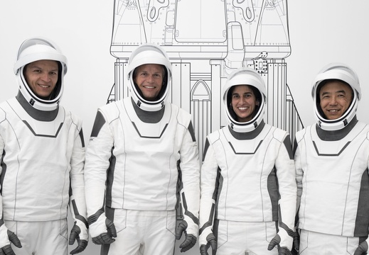 Die vier Besatzungsmitglieder der SpaceX Crew-7-Mission