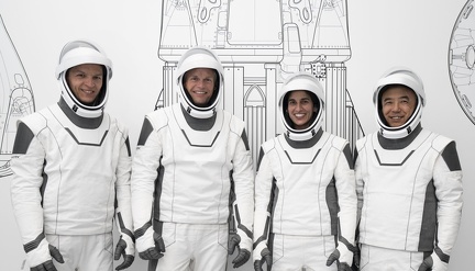 Die vier Besatzungsmitglieder der SpaceX Crew-7-Mission