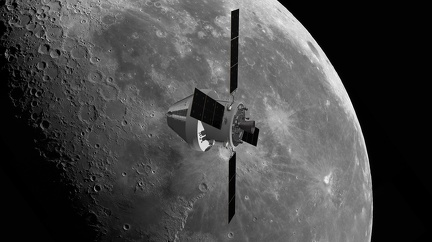 Orion im Mondorbit - künstlerische Darstellung